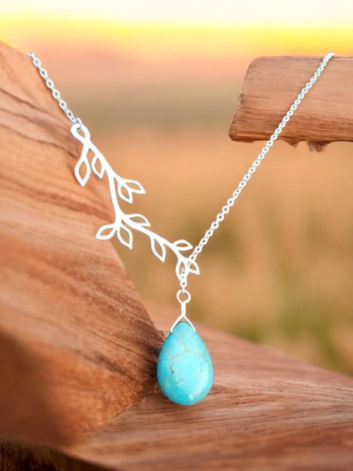 14K Gold Turquoise Necklace for Women, Birthstone Jewelry, Personalized Gift for Mom