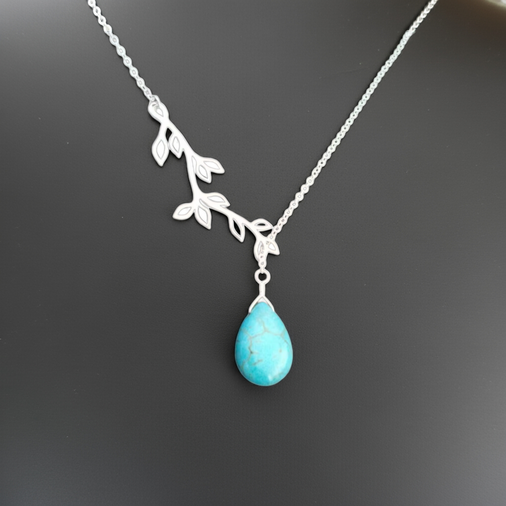 14K Gold Turquoise Necklace for Women, Birthstone Jewelry, Personalized Gift for Mom